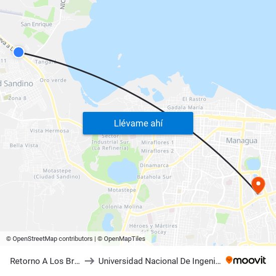 Retorno A Los Brasiles to Universidad Nacional De Ingenieria (Uni) map