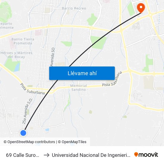 69 Calle Suroeste to Universidad Nacional De Ingenieria (Uni) map