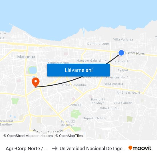Agri-Corp Norte / Siemens to Universidad Nacional De Ingenieria (Uni) map