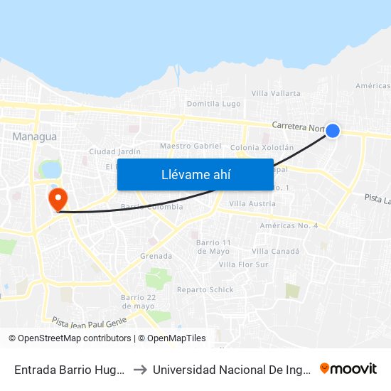 Entrada Barrio Hugo Chavez to Universidad Nacional De Ingenieria (Uni) map