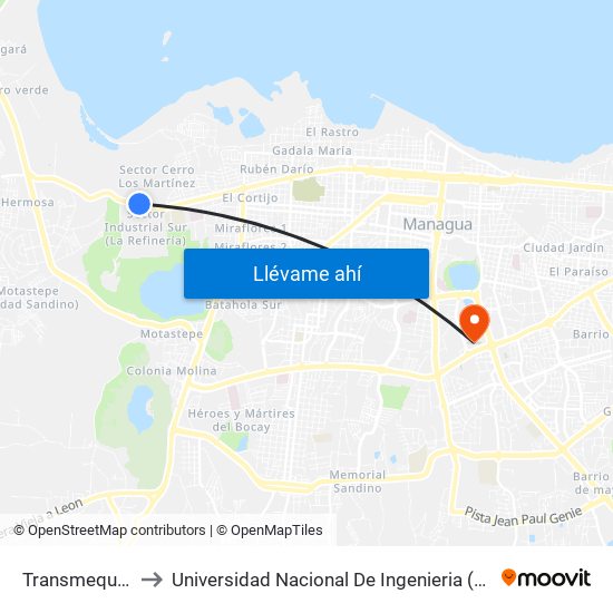 Transmequim to Universidad Nacional De Ingenieria (Uni) map