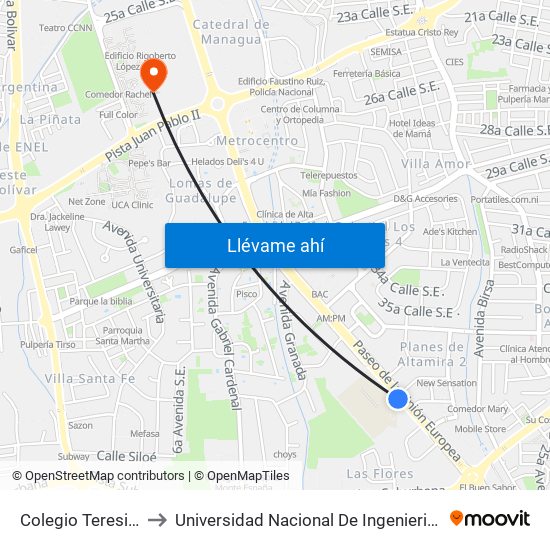 Colegio Teresiano to Universidad Nacional De Ingenieria (Uni) map