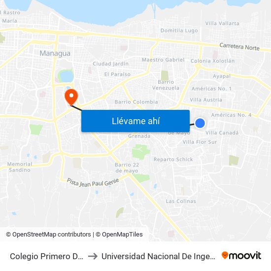 Colegio Primero De Mayo to Universidad Nacional De Ingenieria (Uni) map