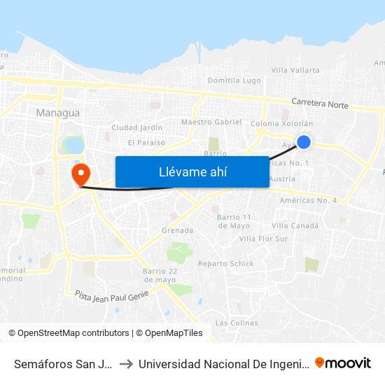 Semáforos San Jacinto to Universidad Nacional De Ingenieria (Uni) map