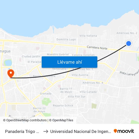 Panadería Trigo Dorado to Universidad Nacional De Ingenieria (Uni) map