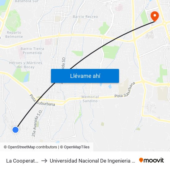 La Cooperativa to Universidad Nacional De Ingenieria (Uni) map
