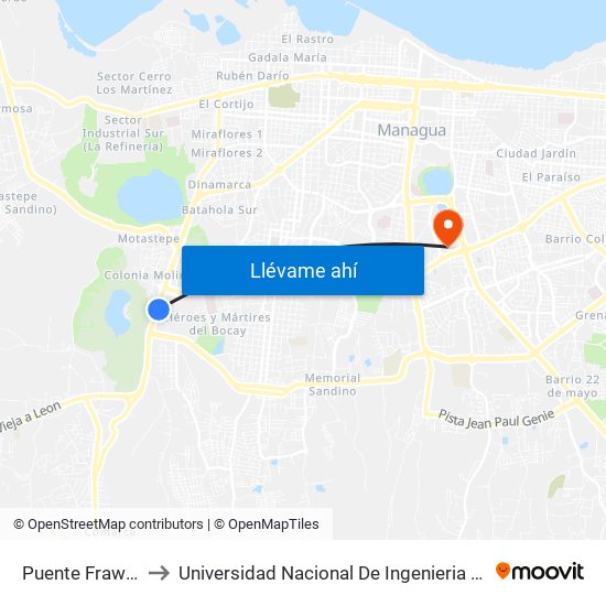 Puente Frawley to Universidad Nacional De Ingenieria (Uni) map