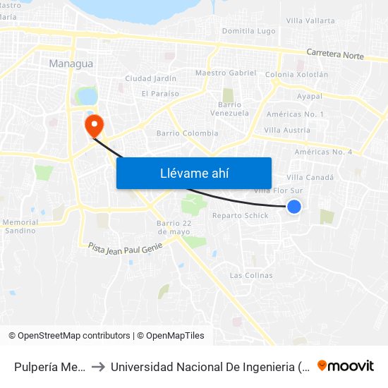 Pulpería Mejía to Universidad Nacional De Ingenieria (Uni) map