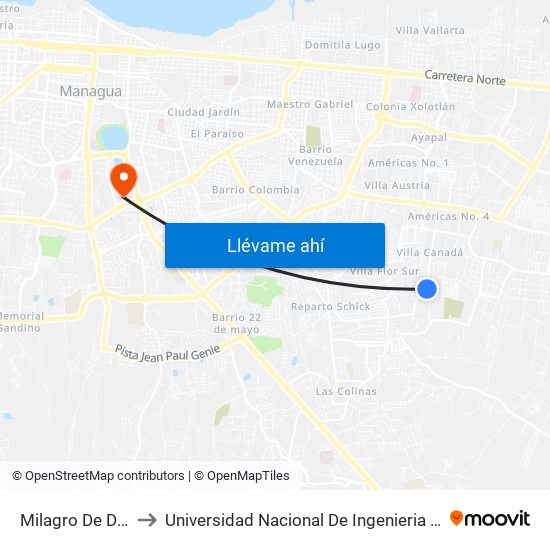 Milagro De Dios to Universidad Nacional De Ingenieria (Uni) map