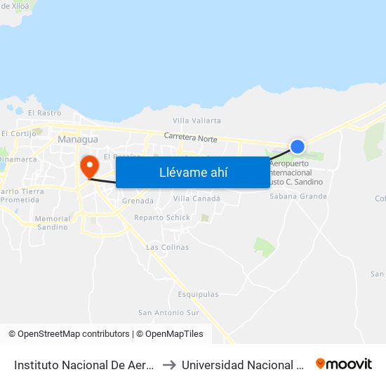 Instituto Nacional De Aeronáutica Civil (Inac) to Universidad Nacional De Ingenieria (Uni) map