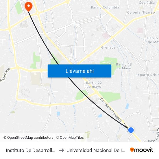 Instituto De Desarrollo Rural (Idr) to Universidad Nacional De Ingenieria (Uni) map