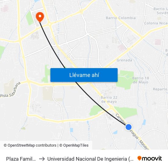 Plaza Familiar to Universidad Nacional De Ingenieria (Uni) map