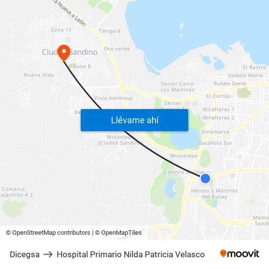 Dicegsa to Hospital Primario Nilda Patricia Velasco map