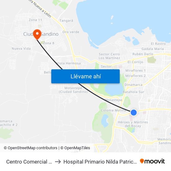 Centro Comercial Nejapa to Hospital Primario Nilda Patricia Velasco map