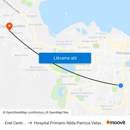 Enel Central to Hospital Primario Nilda Patricia Velasco map