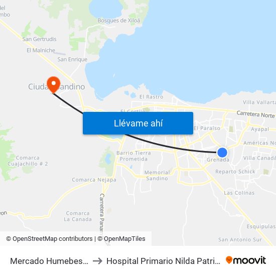 Mercado Humebes Sureste to Hospital Primario Nilda Patricia Velasco map