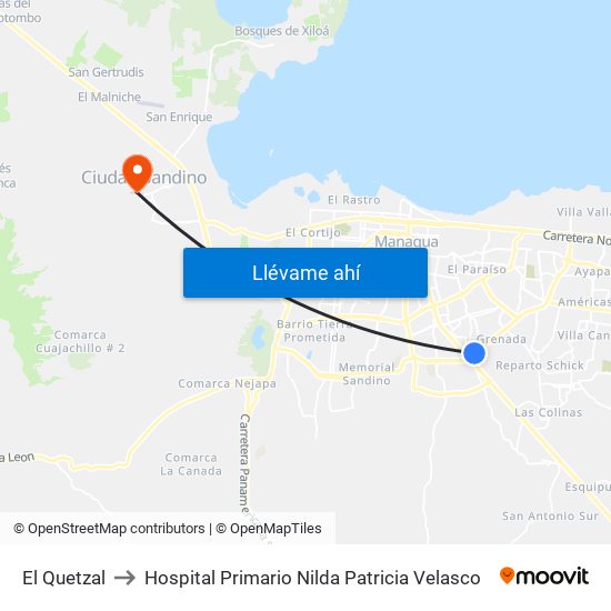 El Quetzal to Hospital Primario Nilda Patricia Velasco map