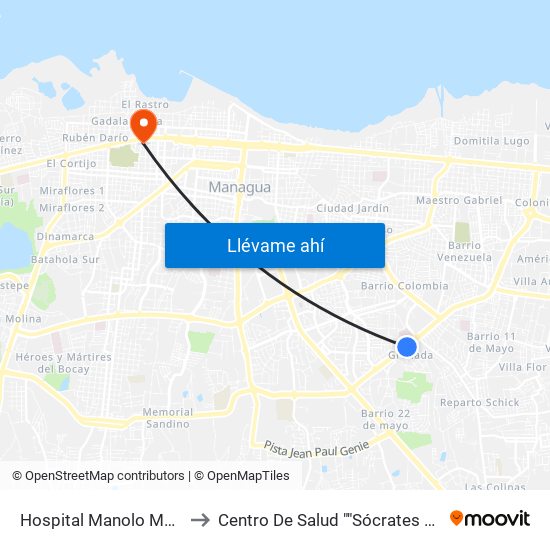Hospital Manolo Morales to Centro De Salud ""Sócrates Flores"" map