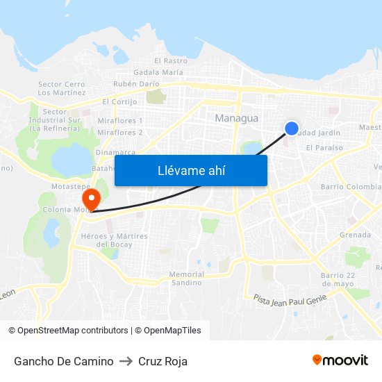 Gancho De Camino to Cruz Roja map