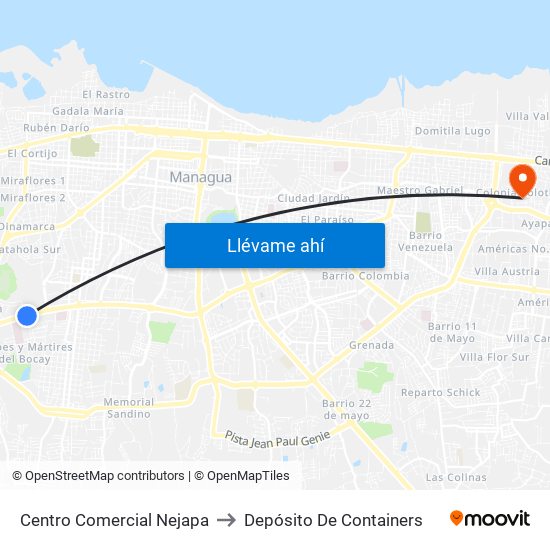 Centro Comercial Nejapa to Depósito De Containers map