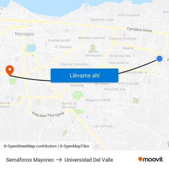 Semáforos Mayoreo to Universidad Del Valle map
