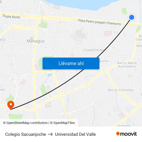 Colegio Sacuanjoche to Universidad Del Valle map