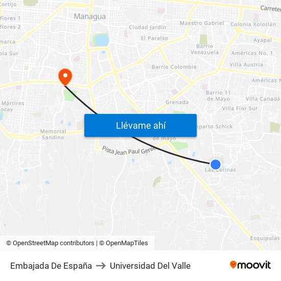 Embajada De España to Universidad Del Valle map