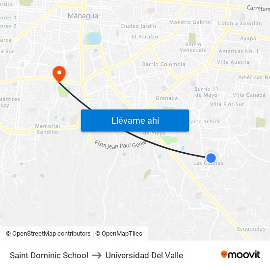 Saint Dominic School to Universidad Del Valle map
