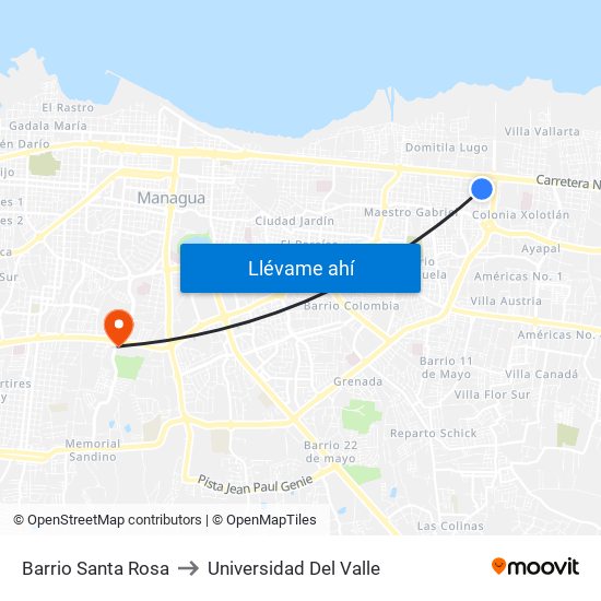Barrio Santa Rosa to Universidad Del Valle map