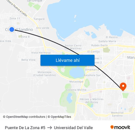Puente De La Zona #5 to Universidad Del Valle map