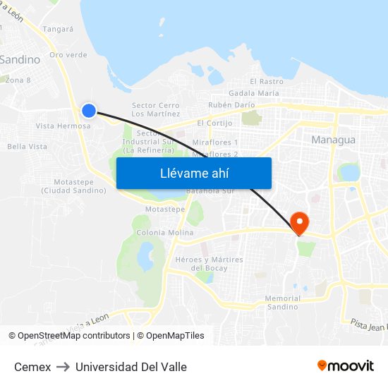 Cemex to Universidad Del Valle map
