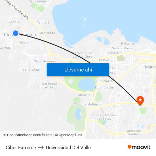 Ciber Extreme to Universidad Del Valle map