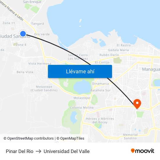 Pinar Del Rio to Universidad Del Valle map