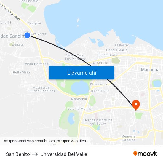 San Benito to Universidad Del Valle map