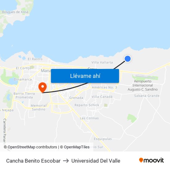 Cancha Benito Escobar to Universidad Del Valle map