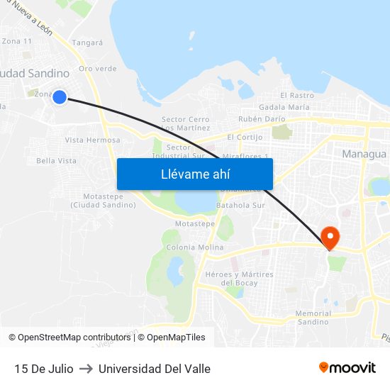 15 De Julio to Universidad Del Valle map
