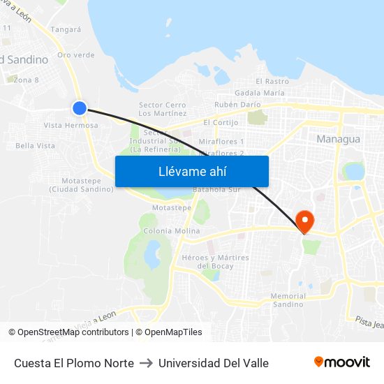 Cuesta El Plomo Norte to Universidad Del Valle map