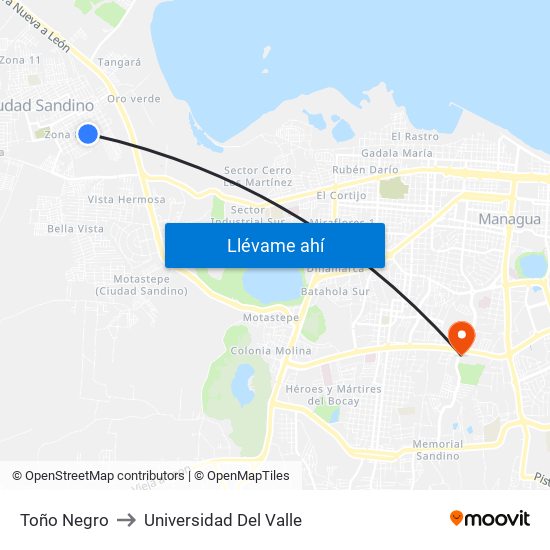 Toño Negro to Universidad Del Valle map