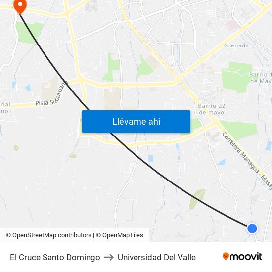 El Cruce Santo Domingo to Universidad Del Valle map