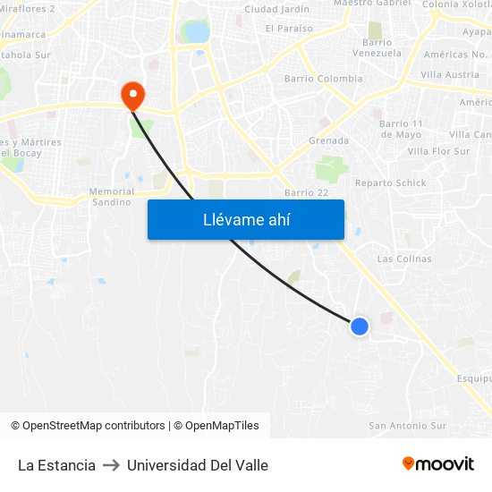 La Estancia to Universidad Del Valle map