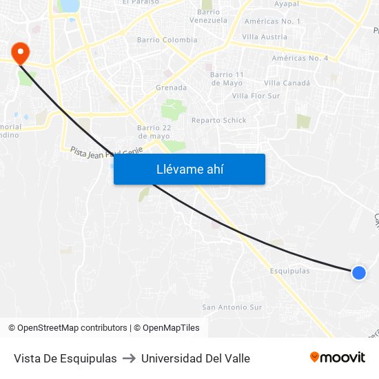 Vista De Esquipulas to Universidad Del Valle map