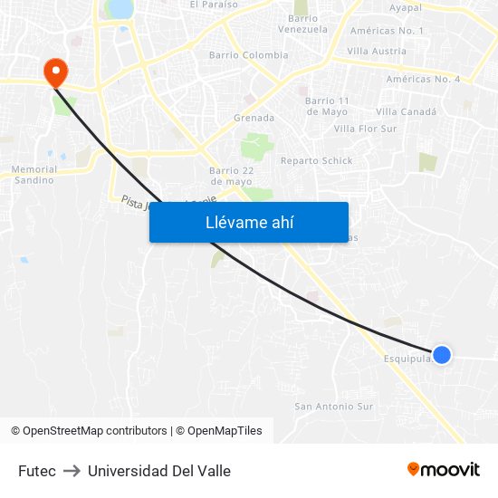 Futec to Universidad Del Valle map