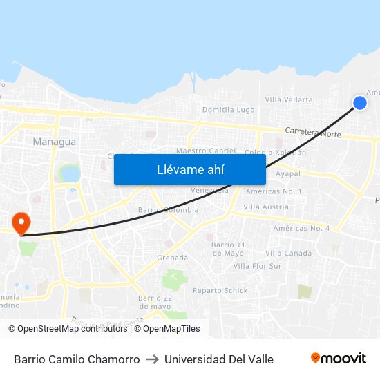 Barrio Camilo Chamorro to Universidad Del Valle map