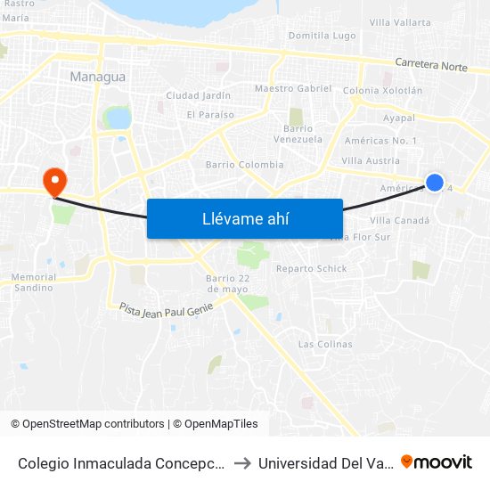 Colegio Inmaculada Concepcion to Universidad Del Valle map