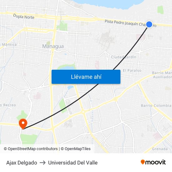 Ajax Delgado to Universidad Del Valle map