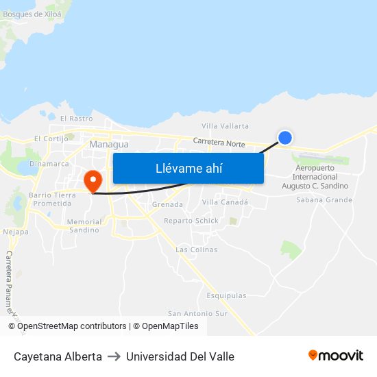 Cayetana Alberta to Universidad Del Valle map