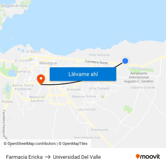 Farmacia Ericka to Universidad Del Valle map