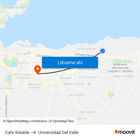 Cafe Soluble to Universidad Del Valle map