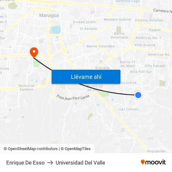 Enrique De Esso to Universidad Del Valle map