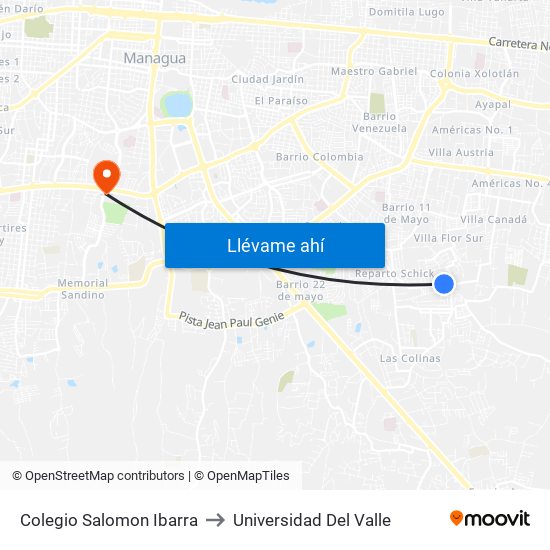 Colegio Salomon Ibarra to Universidad Del Valle map